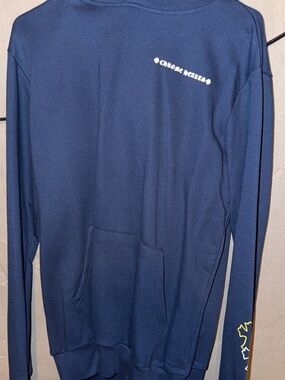 Chrome Hearts Navy Blue Pullover Sweater with White Logo